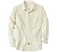 Dubinik® Chambray Shirt Men Long Sleeve Cotton Work Shirts with 2 Pockets Casual Button Down Beige