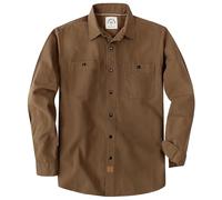 Dubinik® Chambray Shirt Men Long Sleeve Cotton Work Shirts with 2 Pockets Casual Button Down Dark Brown
