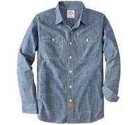 Dubinik® Chambray Shirt Men Long Sleeve Cotton Work Shirts with 2 Pockets Casual Button Down Denim Blue