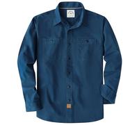 Dubinik® Chambray Shirt Men Long Sleeve Cotton Work Shirts with 2 Pockets Casual Button Down Navy Blue