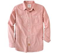 Dubinik® Chambray Shirt Men Long Sleeve Cotton Work Shirts with 2 Pockets Casual Button Down Pink