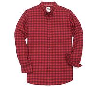 Dubinik® Flannel Shirt for Men Plaid Mens Button Down Long Sleeve Shirts Soft Pure Cotton Casual Shirts Regular Fit Red Black