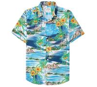 Dubinik® Hawaiian Shirt for Men Tropical Beach Shirt Mens Short Sleeve Button Down Shirts Aloha Shirt Print Casual Cool