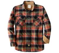 Dubinik® Mens Flannel Shirt Long Sleeve Button Down Plaid All Cotton Soft Brushed Flannel Shirt for Men Utility Casual Shirt, Orange Forest Green