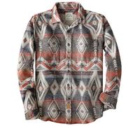 Dubinik® Men's Flannel Shirt - Long Sleeve Button Down Plaid All Cotton Soft Brushed Flannel Utility Casual Shirt, Aztec Blue White, Large