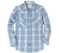 Dubinik® Mens Flannel Shirts Long Sleeve Pearl Snap Buttons Western Cowboy Vintage Work Casual with Pockets Plaid Shirt