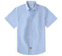 Dubinik® Mens Short Sleeve Button Down Shirts 100% Cotton Plaid Men's Casual Button-Down Shirts with Pocket Blue White