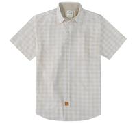Dubinik® Mens Short Sleeve Button Down Shirts 100% Cotton Plaid Men's Casual Button-Down Shirts with Pocket Beige Khaki