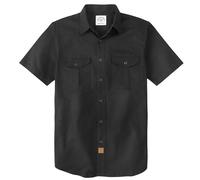 Dubinik® Mens Short Sleeve Button Down Shirts 2 Pocket Work Casual Vintage Cotton with Stretch Black