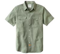 Dubinik® Mens Short Sleeve Button Down Shirts 2 Pocket Work Casual Vintage Cotton with Stretch Light Green