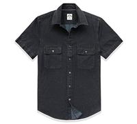 Dubinik®Mens Short Sleeve Button Down Shirts Denim Short Sleeve Shirt Men Two Pocket Western Soft Work Casual Denim Shirt