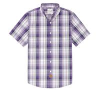 Dubinik® Mens Short Sleeve Button Down Shirts Soft Breathable Summer Vintage Regular Fit Lightweight Men's Casual Shirt Purple Plaid 4XL