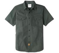 Dubinik® Mens Short Sleeve Button Down Shirts Two Pocket Vintage Mens Work Shirt Cotton Mens Shirts Casual with Stretch Army Green