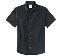 Dubinik® Mens Short Sleeve Chambray Button Down Shirt Lightweight Cotton Regular Fit 2 Pocket Urban Casual Workwear Black Medium