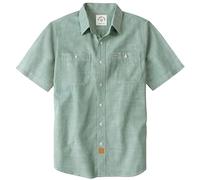 Dubinik® Mens Short Sleeve Chambray Button Down Shirt Lightweight Cotton Regular Fit 2 Pocket Urban Casual Workwear Light Green 2X-Large