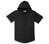 Dubinik Short Sleeve Hoodie for Men Casual Lightweight Sweatshirts with Kangaroo Pocket Black