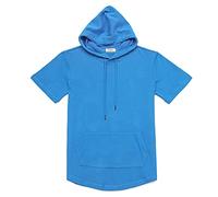 Dubinik Short Sleeve Hoodie for Men Casual Lightweight Sweatshirts with Kangaroo Pocket Blue