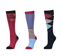 Dublin 3 Pack Socks - Burgundy - Size: One Size