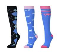 Dublin 3 Pack Socks, Cornflower Horses, Adults One Size