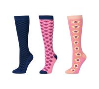Dublin 3 Pack Socks, Navy Geo Floral, Adults One Size