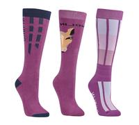 Dublin 3 Pack Socks - Red Print - Size: One Size