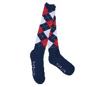Dublin Argyle Socks - Navy Red White - The Argyle Socks are an essential for your riding wardrobe - Knee length