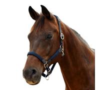 Dublin Braided Leather Headcollar, Navy, Full