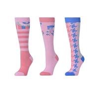 Dublin Childrens/Kids Carnival High Riding Socks (Pack of 3)One Size Pastel Pink