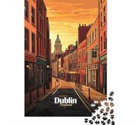 Dublin Cityscape Illustration Jigsaw Puzzle 1000 Pieces, Urban Skyscraper View, 1000 Pieces for Adults, Birthday Gift for Home Décor Fans, Decorative Artwork, 70x50cm/1000pcs