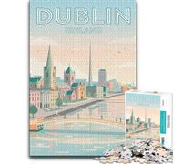 Dublin Cityscape with River Liffey Jigsaw Puzzle for Adults, 1000 Pieces | Puzzle for Adults: clear printed details for easier visual matching over several sessions.