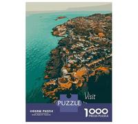 Dublin Coastline Poster 1000 Piece Jigsaw Puzzle, Old Europe Travel Artwork, 1000 Pieces for Adults, Birthday Gift for Puzzle Lovers, Relaxing Challenge, 52x38cm/1000pcs
