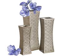 Dublin Flower Vase Set of 3 - Centerpieces for Dining Room Table, Decorative Vases Home Decor Accents for Living Room, Bedroom, Kitchen & More Packaged in Gift Box (Brushed Silver)