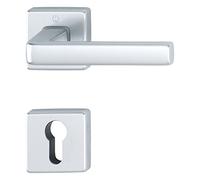 Dublin Handle Set on Rosette Square PZ, Aluminium Silver Anodised
