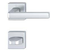 Dublin Handle Set on Rosette Square Toilet Aluminium Silver Anodised