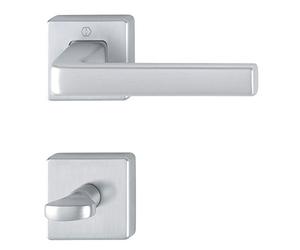 Dublin Handle Set on Rosette Square Toilet Chrome-Plated Aluminium Matt