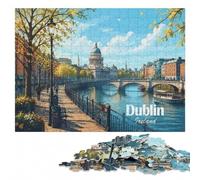 Dublin, Ireland Cityscape Illustration Jigsaw Puzzle, 1000 Pieces | A screen-free tabletop activity - steady puzzle progress over several sessions.