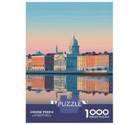 Dublin Ireland Cityscape Reflection Art 1000 Piece Jigsaw Puzzle, Historic Square Architecture, Premium Paper Puzzle, Decorative Artwork for Travel Lovers, Paper Board, 70x50cm/1000pcs