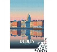 Dublin Ireland Cityscape Reflection Art Jigsaw Puzzle 1000 Pieces, Romantic City Break Scene, Premium Paper Puzzle, Decorative Artwork for Travel Lovers, Birthday Gift, 38x26cm/1000pcs