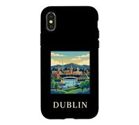 Dublin Ireland Coast Riverfront Retro Travel Graphic Case for iPhone X/XS