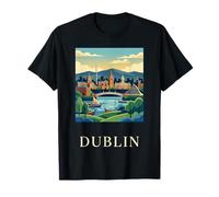 Dublin Ireland Coast Riverfront Retro Travel Graphic T-Shirt