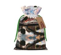 Dublin Ireland Ha Penny Bridge River Christmas Drawstring Sack Gift Bag, Lightweight And Cute In Design