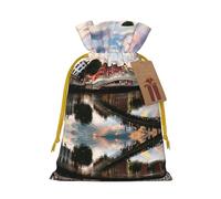 Dublin Ireland Ha Penny Bridge River Christmas Drawstring Sack Gift Bag, Lightweight And Cute In Design
