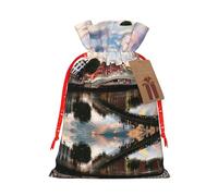 Dublin Ireland Ha Penny Bridge River Christmas Drawstring Sack Gift Bag, Lightweight And Cute In Design
