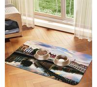 Dublin Ireland Ha Penny Bridge River print Cats Pet Bowl Placemat Pet Feeding Mats for Dogs, Non-Slip PU Leather Tablecloth for Pets