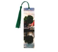 Dublin Ireland Ha Penny Bridge River Print Reading Page Markers Bookmarks, 5pcs Wood Bookmarks with Tassels, Gifts for Book Lovers