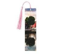 Dublin Ireland Ha Penny Bridge River Print Reading Page Markers Bookmarks, 5pcs Wood Bookmarks with Tassels, Gifts for Book Lovers
