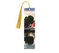 Dublin Ireland Ha Penny Bridge River Print Reading Page Markers Bookmarks, 5pcs Wood Bookmarks with Tassels, Gifts for Book Lovers