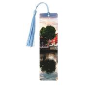 Dublin Ireland Ha Penny Bridge River Print Reading Page Markers Bookmarks, 5pcs Wood Bookmarks with Tassels, Gifts for Book Lovers