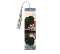 Dublin Ireland Ha Penny Bridge River Print Reading Page Markers Bookmarks, 5pcs Wood Bookmarks with Tassels, Gifts for Book Lovers