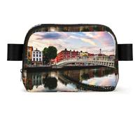 Dublin Ireland Ha Penny Bridge River Print Square Bumbag Fanny Pack for Men Women Adjustable Belt Bag Waterproof Cross Body Bag Chest Bag